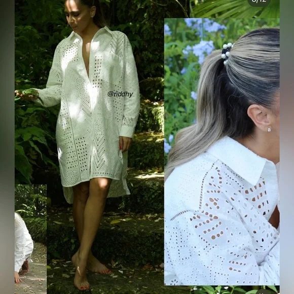 Zara ZW Collection Embroidered Eyelet Dress - Picture 4 of 12